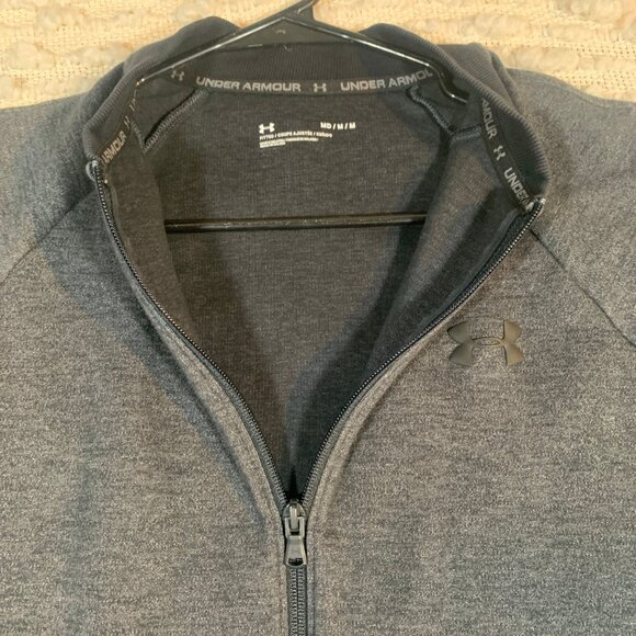 UNDER ARMOUR MENS MEDIUM FULL ZIP JACKET LIGHTWEIGHT GRAY BLACK - Picture 8 of 14